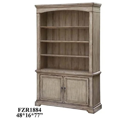 Brookhaven 2 Door / 3 Shelf Distressed Parchment Bookcase